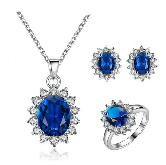 Sunflower Jewelry Set Necklace Ring Stud Earrings Bridal Jewelry