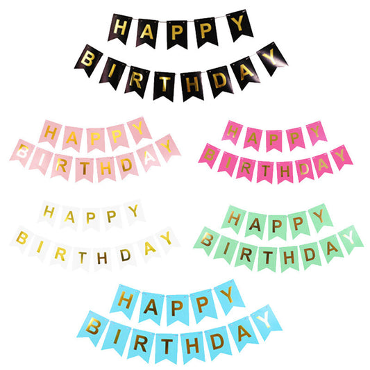Birthday Party Decoration Swallowtail Hot Stamping Flag Happy Birthday