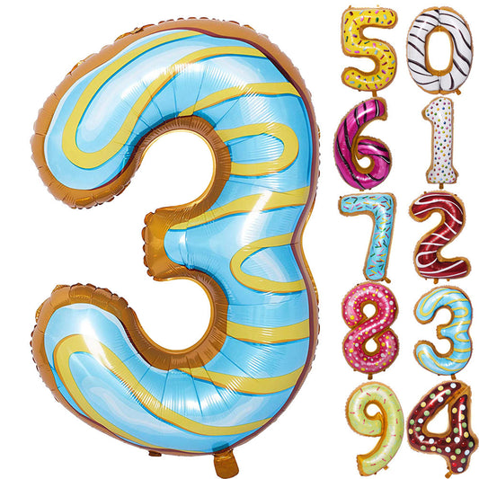 Donut Number Aluminum Foil Balloon Birthday Party Decoration