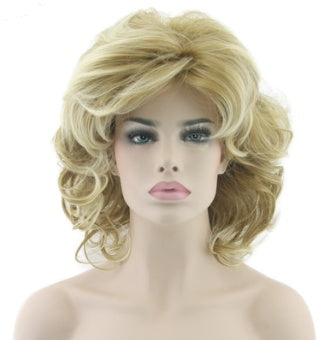 High temperature silk curly wigs European and American golden short hair wigs