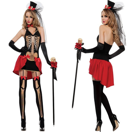 Halloween Day Of The Dead Color Skull Devil Costume Party Gathering Stage Wear Performance Costume