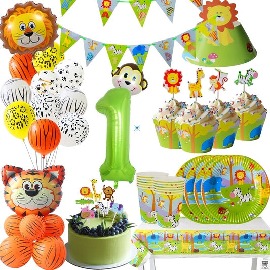 Jungle Birthday Party Decoration Green Numbers