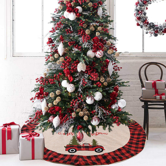 Linen Tree Skirt Car Christmas Tree 120CM Christmas Decoration Tree