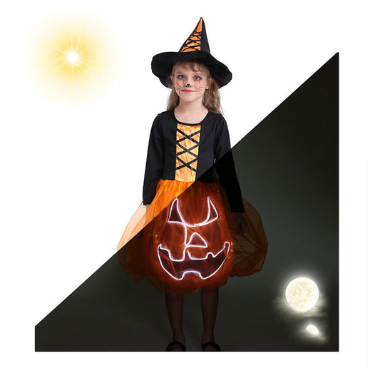 Halloween Costume Luminous Children Pumpkin Dress