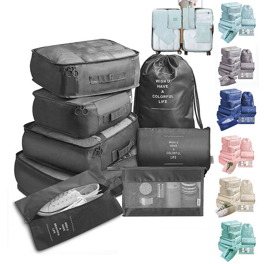 مجموعة من 8 قطع، حقيبة مقسمة للأمتعة، حقيبة تخزين الملابس الداخلية والأحذية، منظم حقيبة التعبئة المكعب
