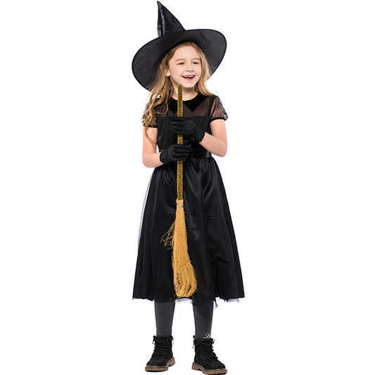 Halloween Witch Costume Black Mesh Children's Clothing