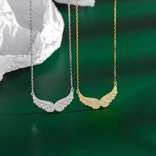 Sterling Silver Gold-plated Angel Wings Necklace