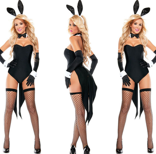 Black Bunny Nightclub Pole Dance Costume Halloween Role Play Suit