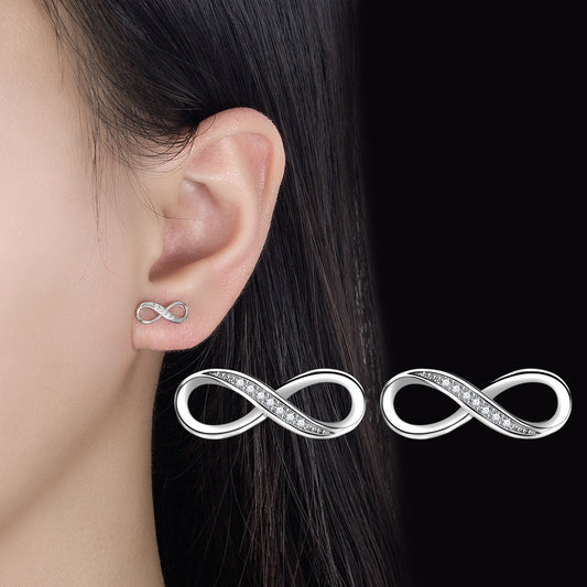 Romantic Fashion Mobius Strip Diamond Stud Earrings