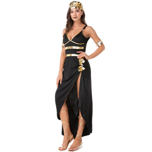 Halloween Cleopatra Costume Black Evening Dress