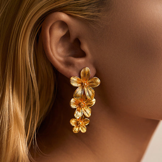 Flower Pendant Personalized Ear Studs