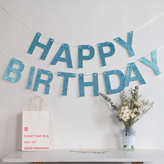 Happy Birthday Letter Flag Party Background Wall Decoration